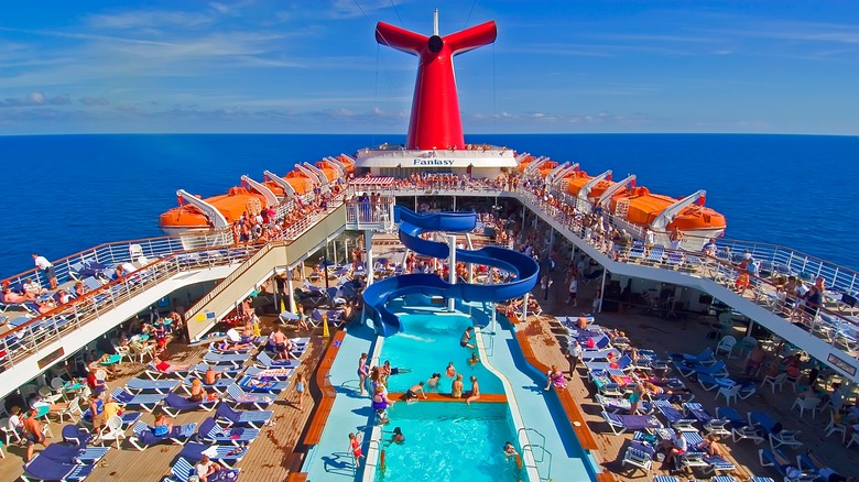 Carnival Fantasy cruise ship pool area with passengers